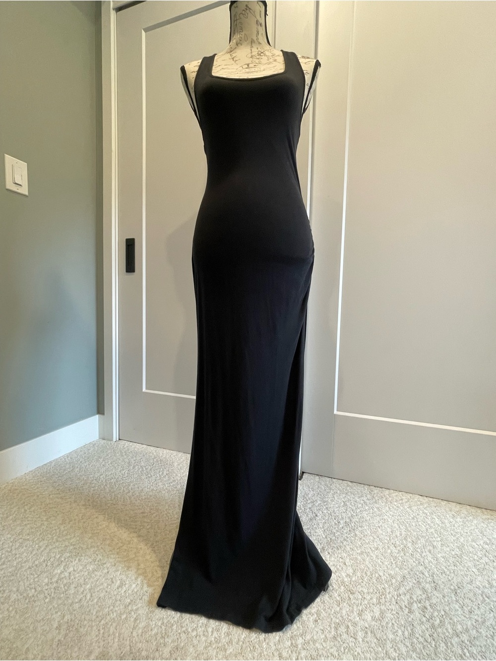 Athleta Black Scoop Neck Racerback Maxi Dress with Side Slit